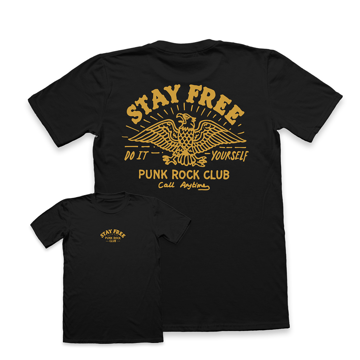 Image of Stay Free Punk Rock Club T-Shirt | Black 🦅