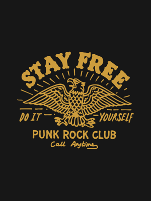 Image of Stay Free Punk Rock Club T-Shirt | Black 🦅