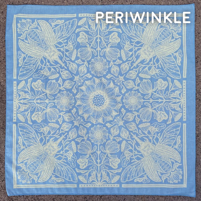 Lotus & Beetle Bandanas - Saffron, Periwinkle, Buttermilk