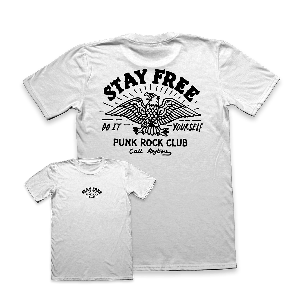 Image of Stay Free Punk Rock Club T-Shirt White 🦅