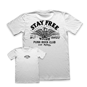 Image of Stay Free Punk Rock Club T-Shirt White 🦅