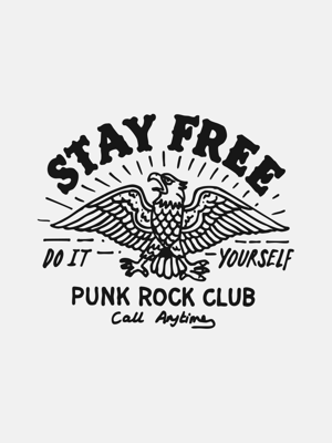 Image of Stay Free Punk Rock Club T-Shirt White 🦅