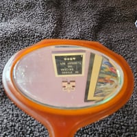 Image 7 of Manifestation Divination and Spirit Gazing Vintage Handheld Mirror - oval brown yellow