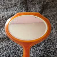 Image 8 of Manifestation Divination and Spirit Gazing Vintage Handheld Mirror - oval brown yellow