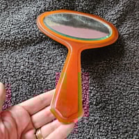 Image 9 of Manifestation Divination and Spirit Gazing Vintage Handheld Mirror - oval brown yellow