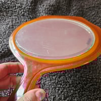 Image 10 of Manifestation Divination and Spirit Gazing Vintage Handheld Mirror - oval brown yellow