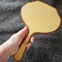 Image 11 of Manifestation Divination and Spirit Gazing Vintage Handheld Mirror - oval brown yellow
