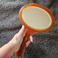Image 12 of Manifestation Divination and Spirit Gazing Vintage Handheld Mirror - oval brown yellow