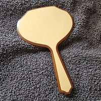 Image 14 of Manifestation Divination and Spirit Gazing Vintage Handheld Mirror - oval brown yellow