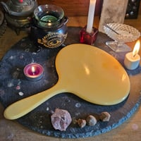 Image 2 of Copy of Manifestation Divination and Spirit Gazing Vintage Handheld Mirror - oval yellow