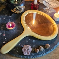 Image 4 of Copy of Manifestation Divination and Spirit Gazing Vintage Handheld Mirror - oval yellow