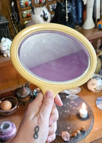 Image 6 of Copy of Manifestation Divination and Spirit Gazing Vintage Handheld Mirror - oval yellow
