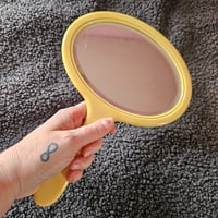 Image 7 of Copy of Manifestation Divination and Spirit Gazing Vintage Handheld Mirror - oval yellow