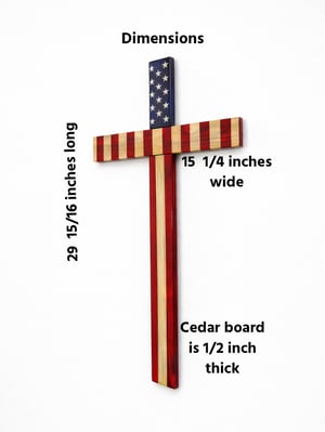 Image of Cedar Wood American Flag Cross, Patriotic Wall Decor, Wooden USA Flag Cross
