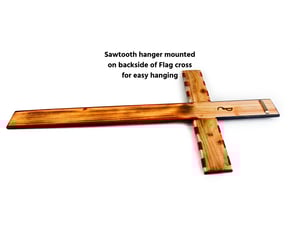 Image of Cedar Wood American Flag Cross, Patriotic Wall Decor, Wooden USA Flag Cross