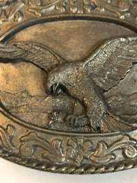 Image 2 of 1985 Pewter Eagle floral belt buckle 