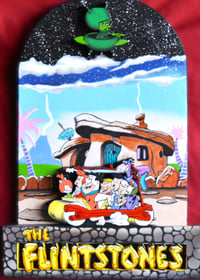 Image 1 of The Flintstones TV Series Hand Crafted 3D Wooden Diorama Wall Décor