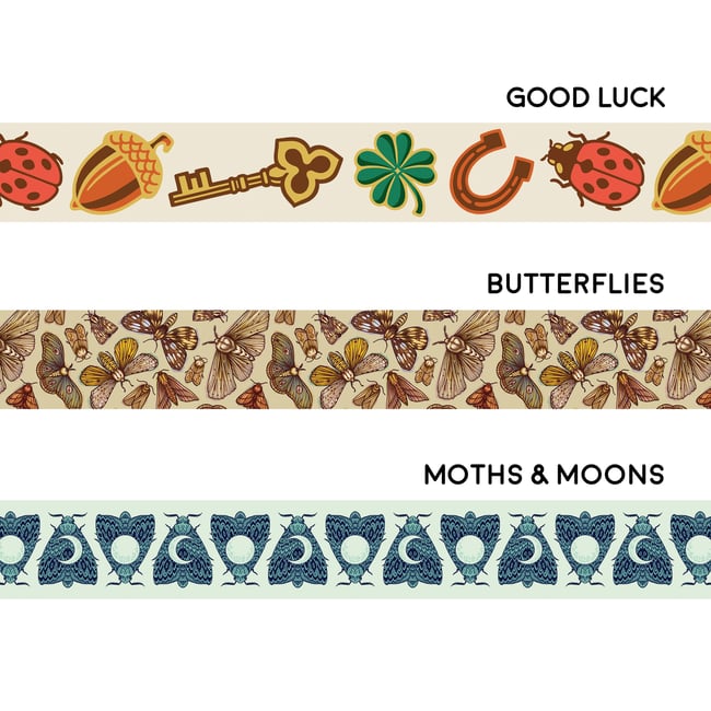 Washi Tapes - Butterflies, Good Luck, Moths & Moons