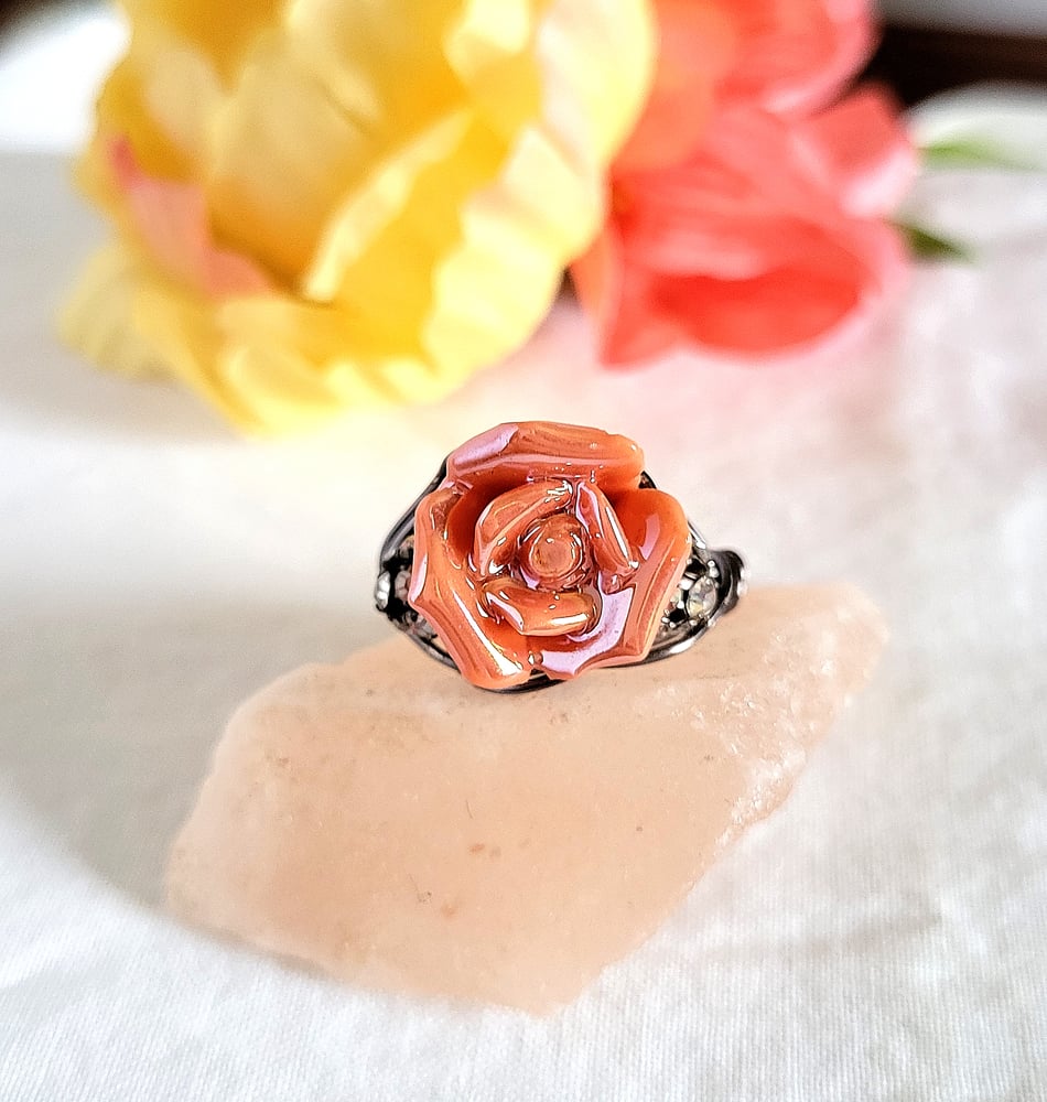 Image of Coral Rose Custom Beaded Ring
