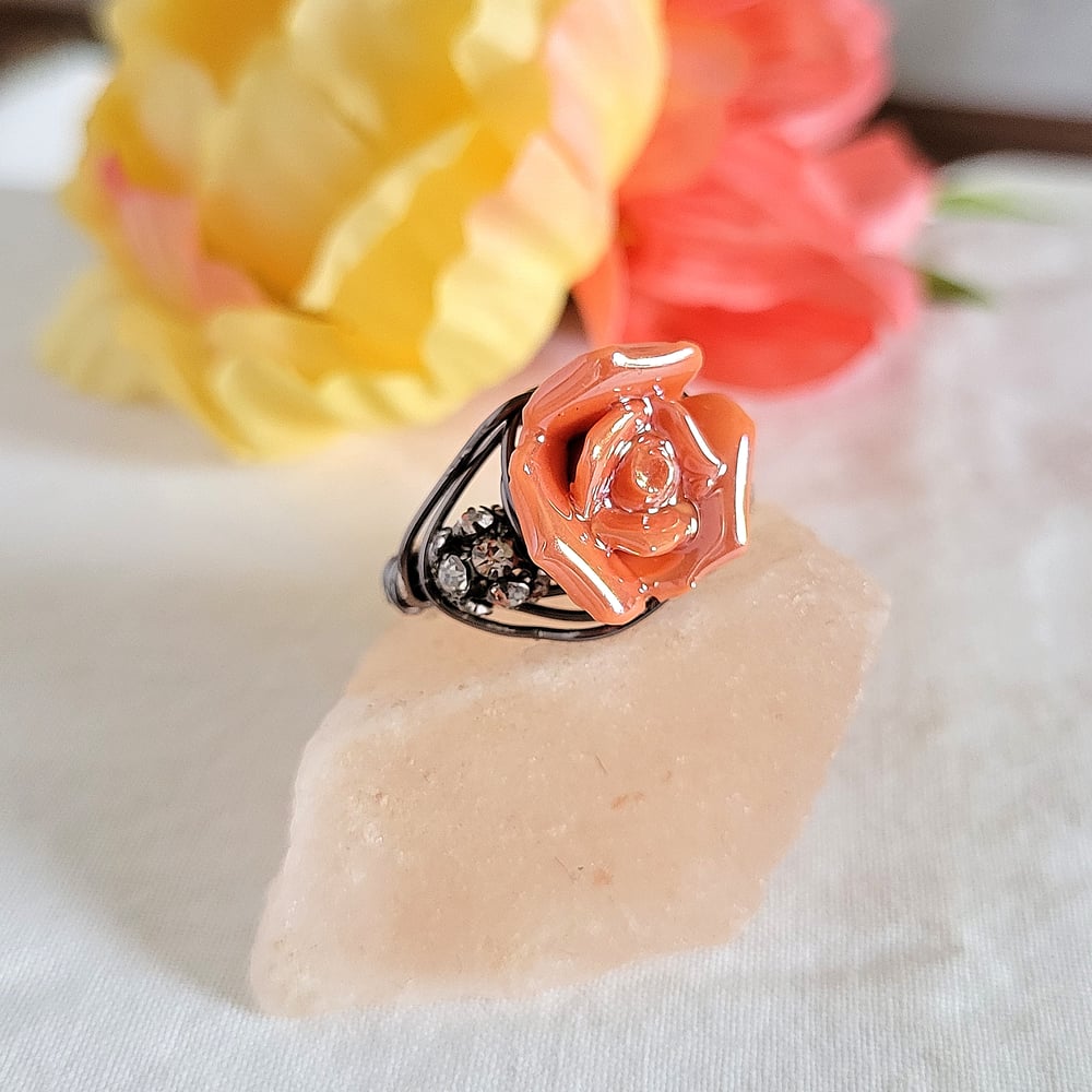 Image of Coral Rose Custom Beaded Ring