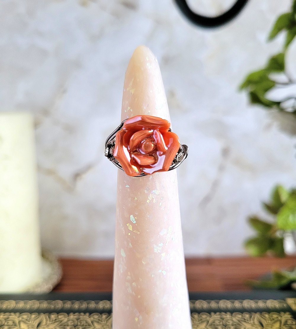 Image of Coral Rose Custom Beaded Ring