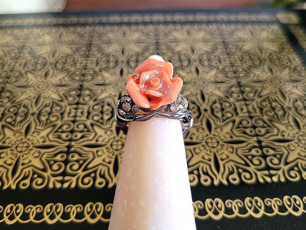 Image of Coral Rose Custom Beaded Ring