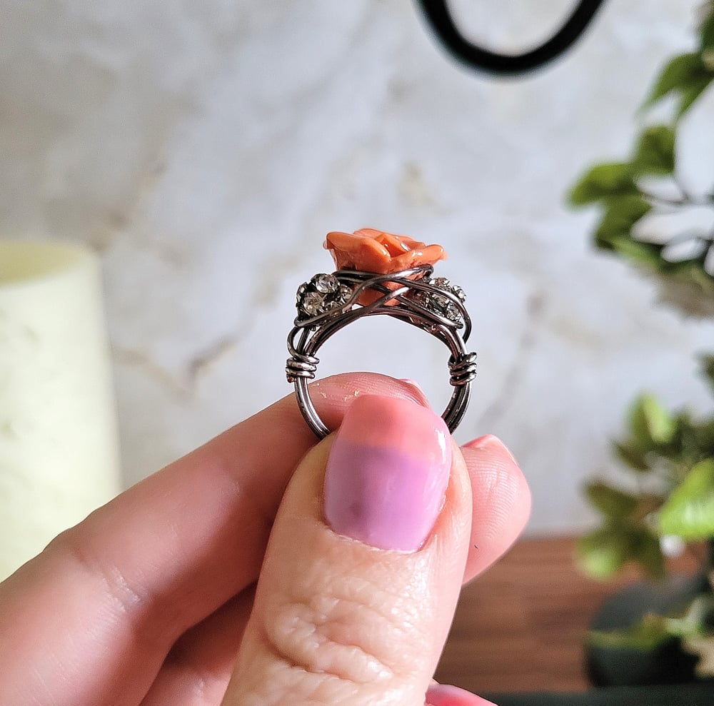 Image of Coral Rose Custom Beaded Ring