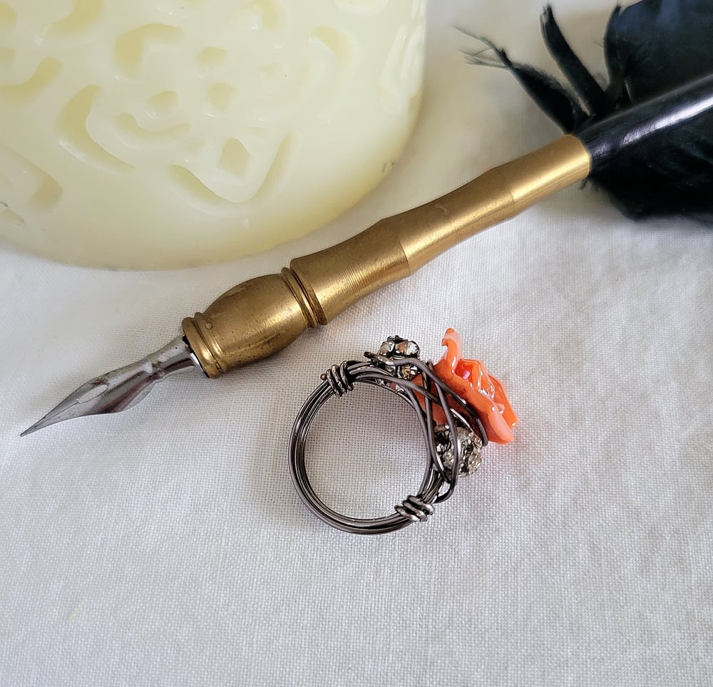 Image of Coral Rose Custom Beaded Ring