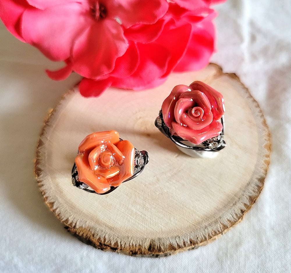Image of Coral Rose Custom Beaded Ring