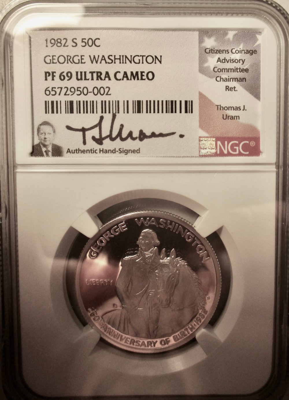 U.S. GEORGE WASHINGTON COMMEMORATIVE HALF DOLLAR, SLABBED PROOF 69 NY NGC