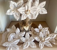 Image 1 of Memory Flowers custom created from a clients stunning Wedding Dress, veil and headpiece