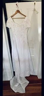 Image 2 of Memory Flowers custom created from a clients stunning Wedding Dress, veil and headpiece