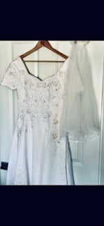 Image 7 of Memory Flowers custom created from a clients stunning Wedding Dress, veil and headpiece