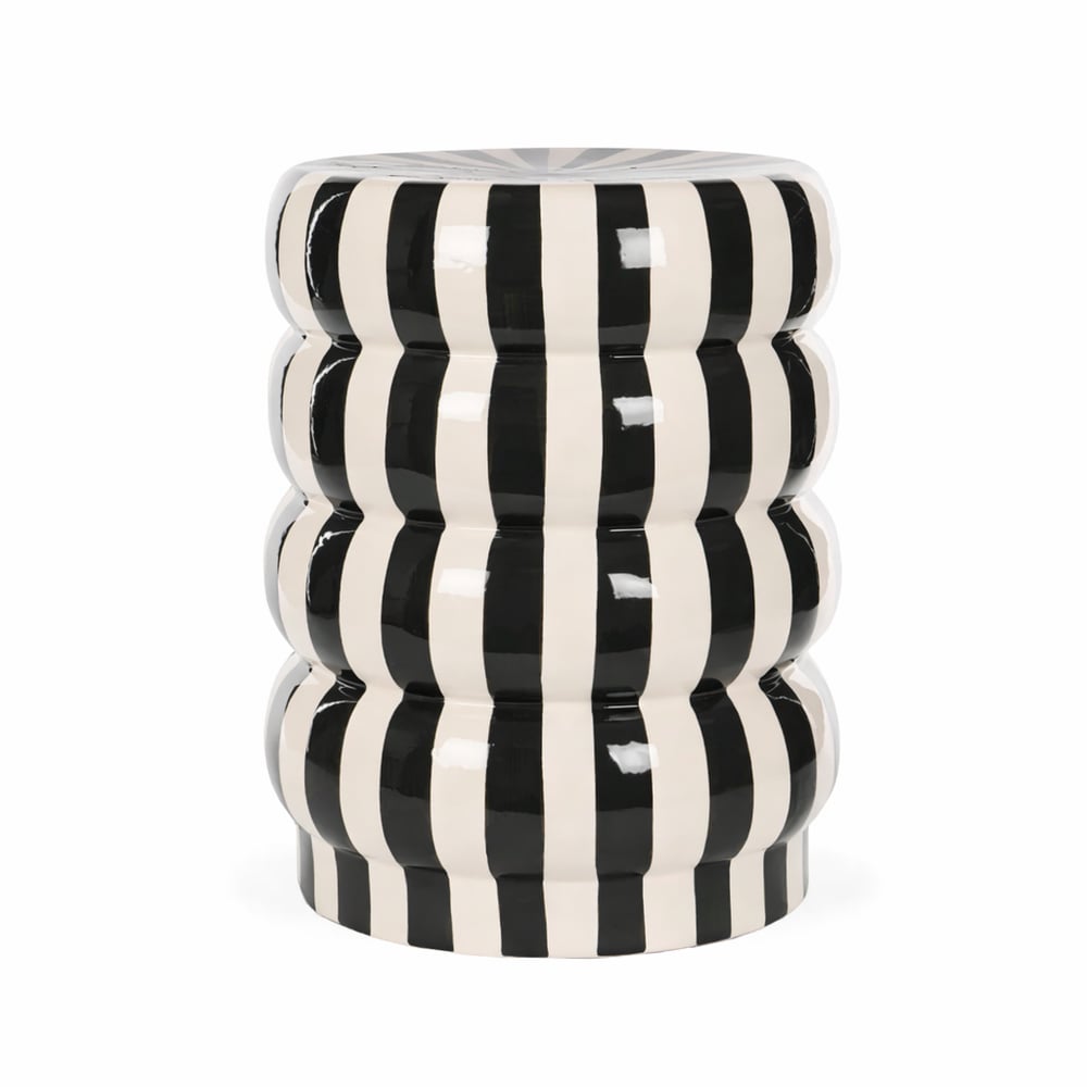 Image of Striped Black Garden Stool
