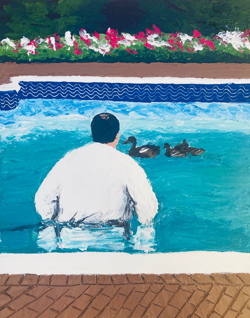 Image of Tony and the ducks (original on canvas).