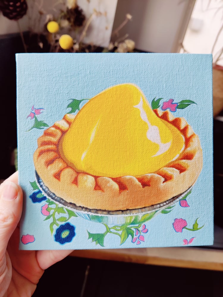 Image of 'Pineapple tart with pattern' medium oil painting
