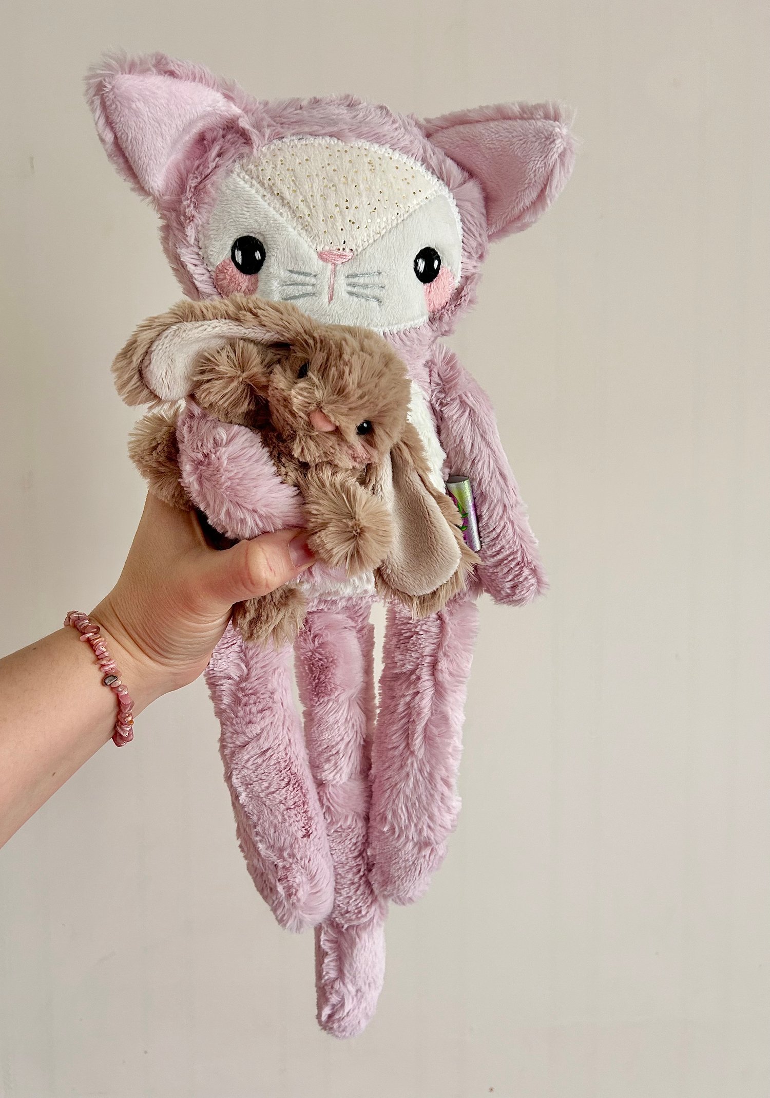 Image of OOAK DELUXE SET: Strawberry Cream Cat + Chocolate Bunny