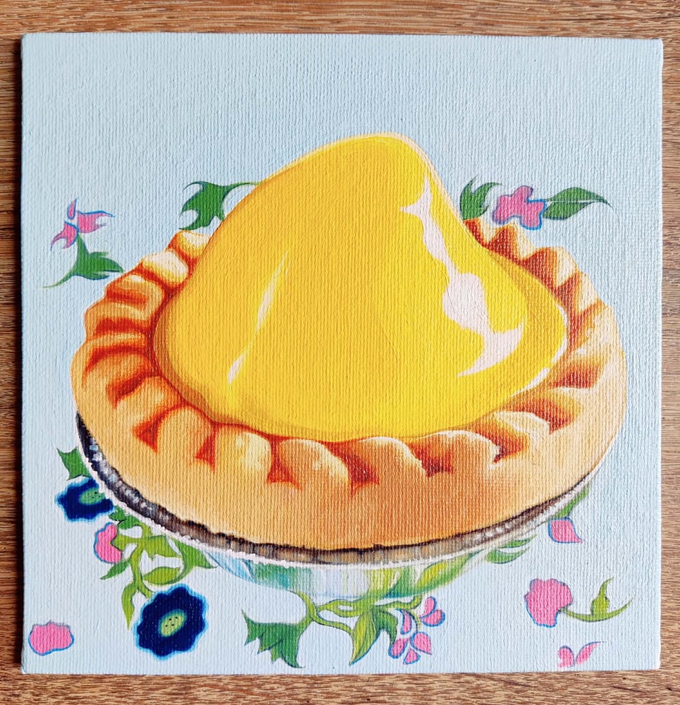 Image of 'Pineapple tart with pattern' medium oil painting