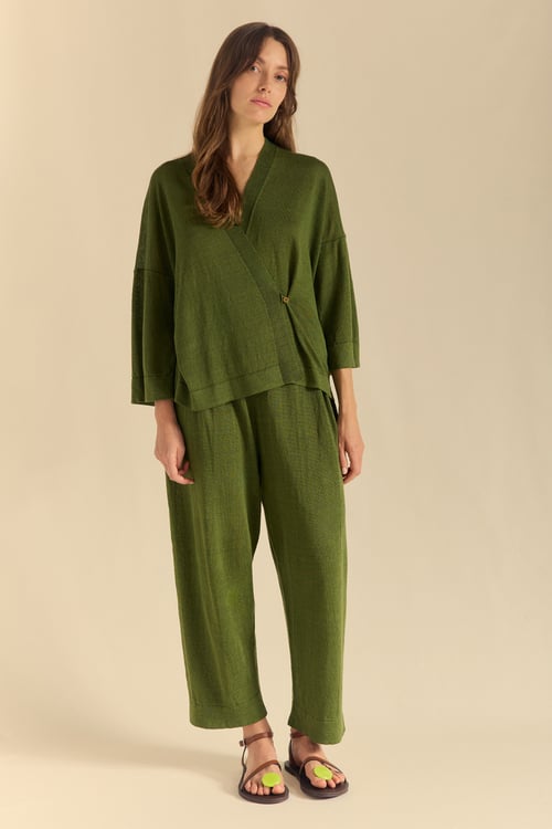 Image of 1-Kimono de lino Oliva