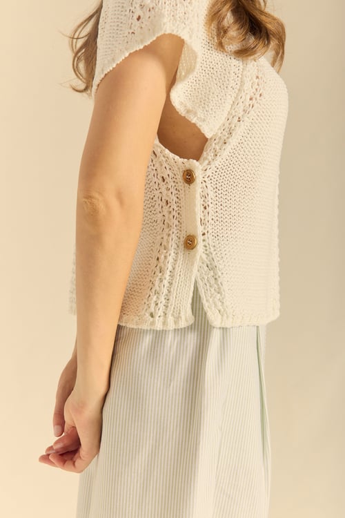 Image of 1-Chaleco latte manga raglan