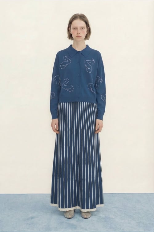 Image of 3-Vestido contrast dark blue