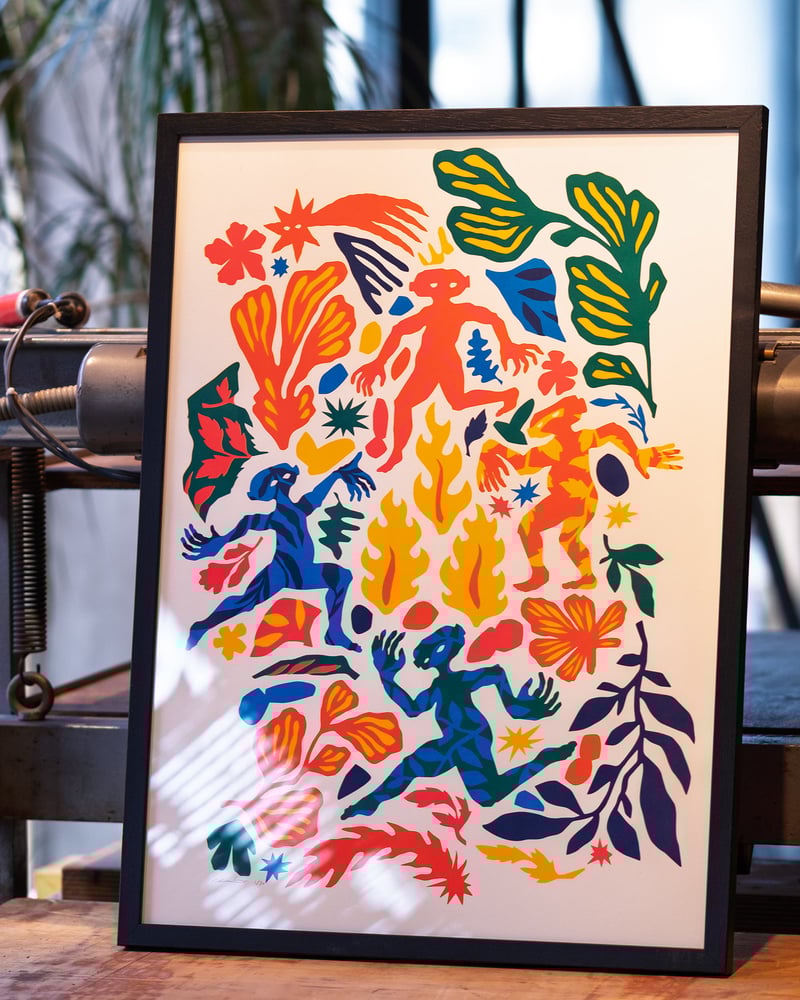 Image of Meeting in the Kaleidoscopic Forest - 70 x 50 cm