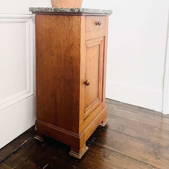Marble Topped 1930’s Oak Cabinet