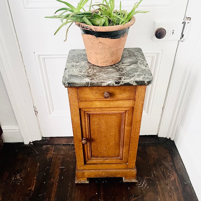 Marble Topped 1930’s Oak Cabinet