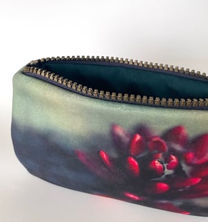 Image of Red flower, printed velvet zipper bag