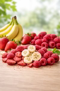 Strawberries,  Bananas & Raspberries