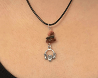 Silver claddagh & gemstone necklace.