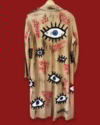 Image 3 of BLUE EYE UPCYCLED  ¥ UNISEX ¥ VINTAGE TRENCHCOAT ¥ IBIZA¥ HANDPAINTED