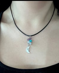 Silver Moon & Gemstone Necklace