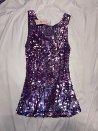 Image 2 of 00s purple sequin crochet top 